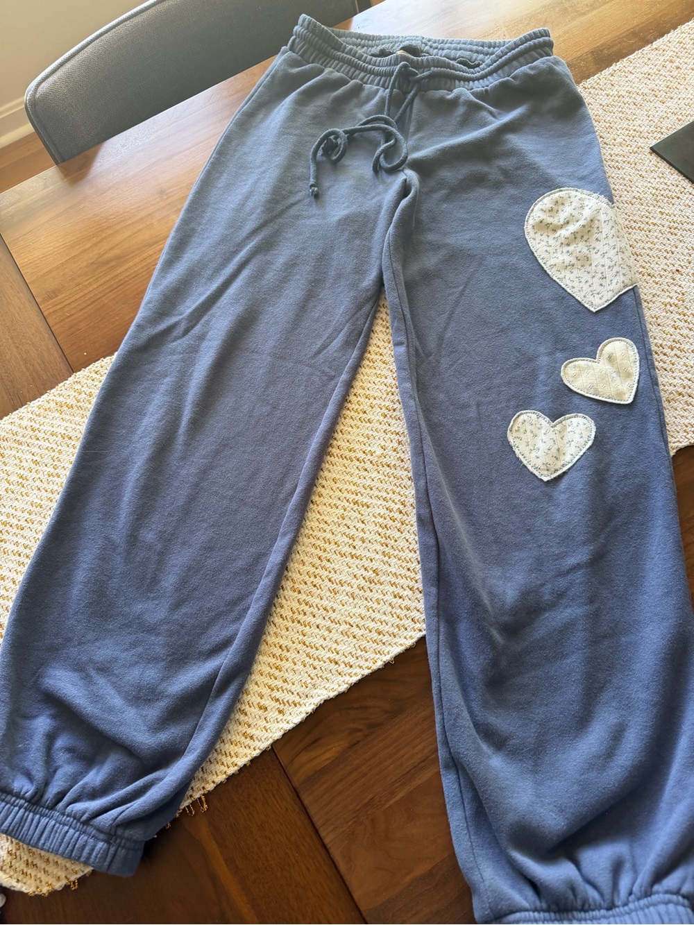 Aeropostale Dreamliner Blue Sweatpants with Heart Patches- XS